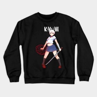 kawaii jutsu fighter girl Crewneck Sweatshirt